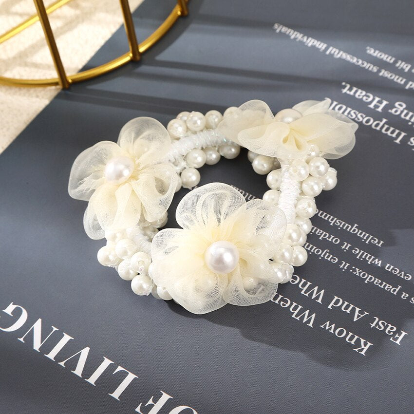 Levao Crystal Beads Hair Rope for Women Ponytail Scrunchies Elastic Hair Bands Beaded Rubber Hairband Hair Accessories - Orchid Unique  Orchid Unique 