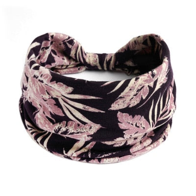 Boho Flower Print Wide Headbands - Orchid Unique  Orchid Unique 