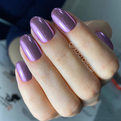 Shiny Short Fake Nails - Orchid Unique 