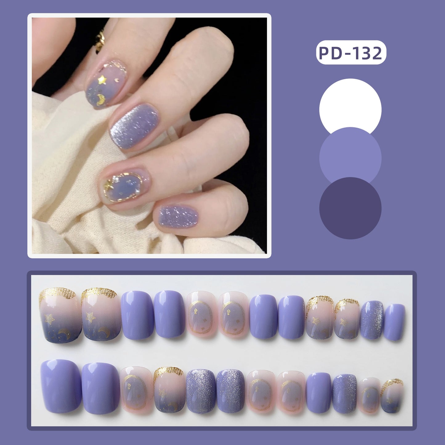 Short Wear Tips Nail False Patch - Orchid Unique  Orchid Unique 