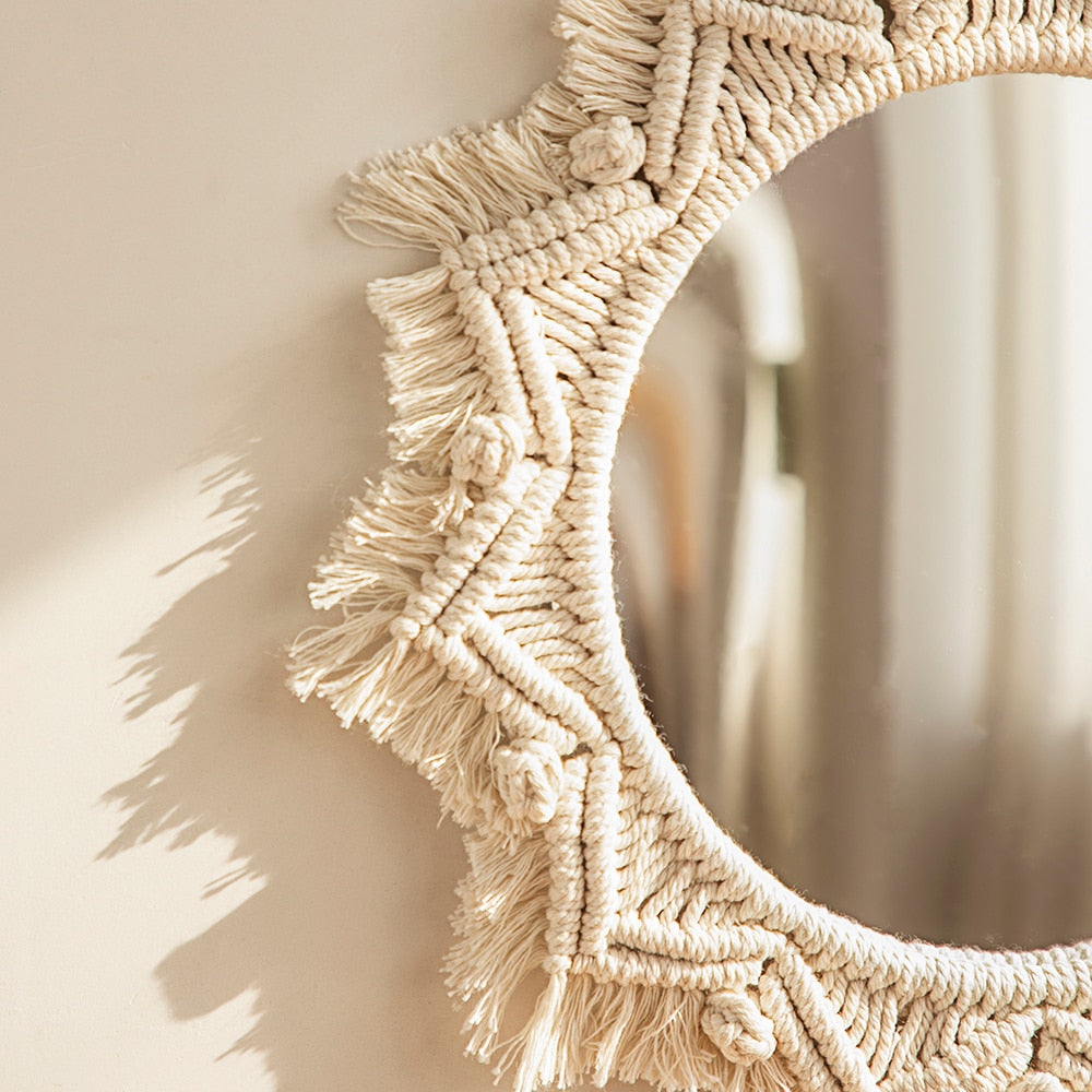 BOHO Macrame Decorative Wall Mirror - Orchid Unique 