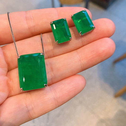 Vintage Emerald Earrings Pendant Necklace - Orchid Unique 