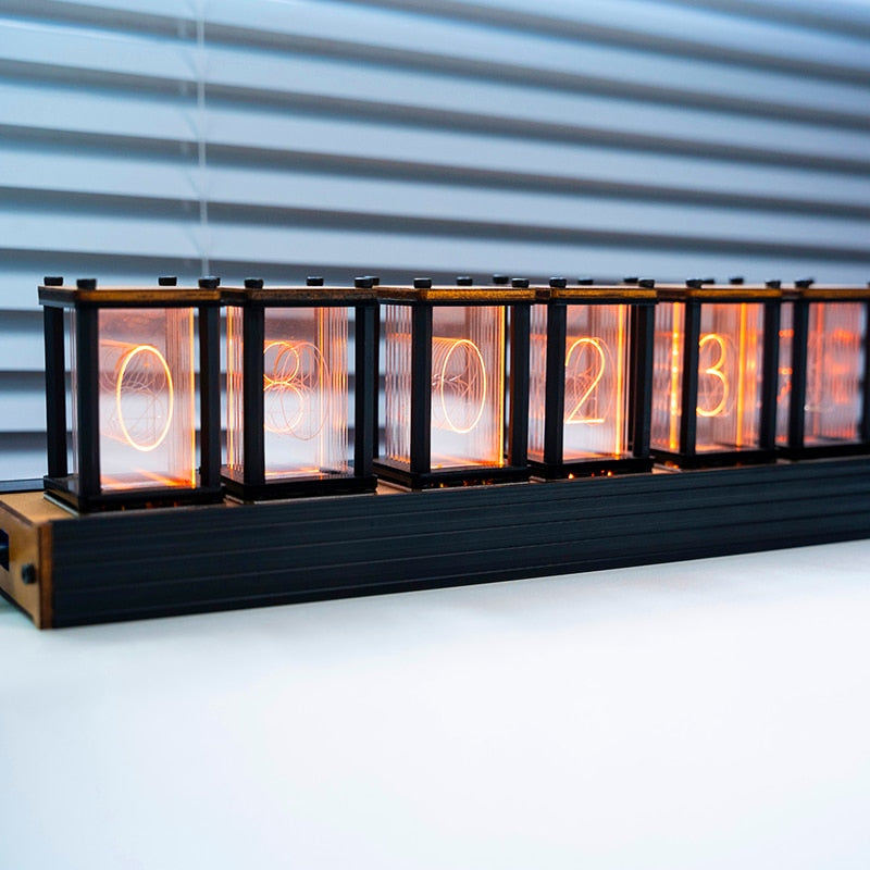 Luxury Nixie Glow Tube Clock Wood - Orchid Unique 