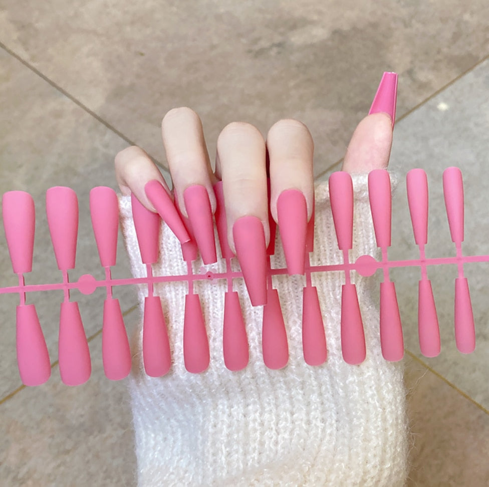 Matte Super Long Coffin False Nails - Orchid Unique  Orchid Unique 