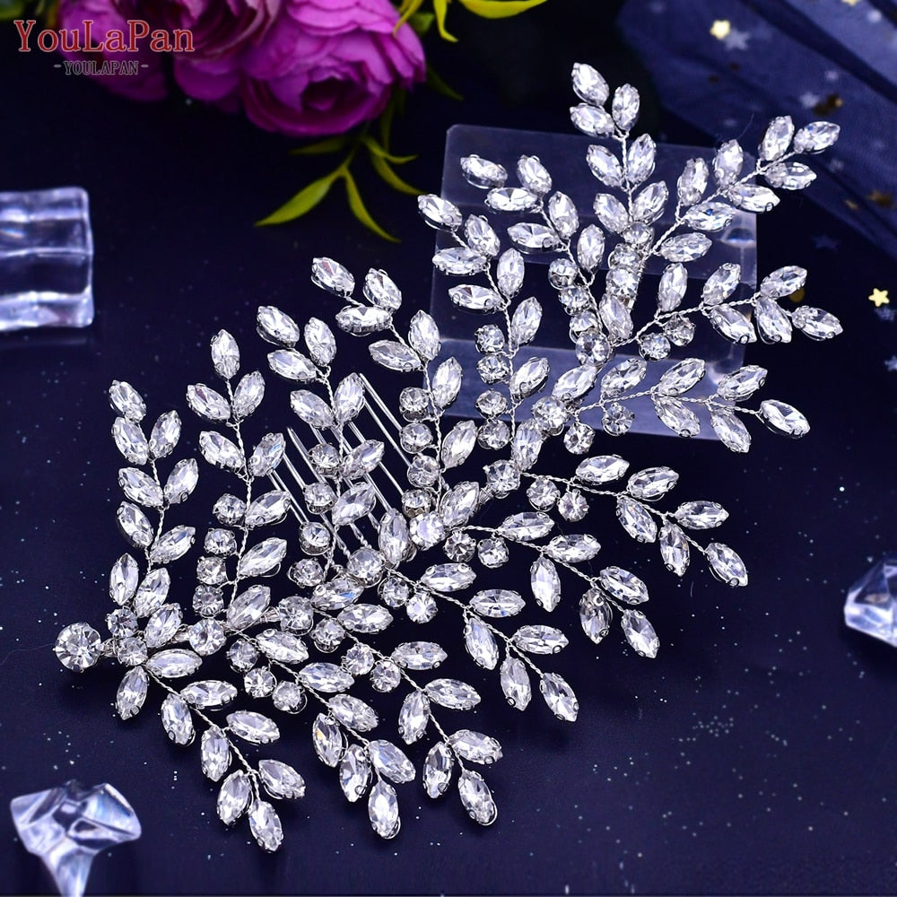 YouLaPan HP438 Shiny Bridal Headdress Luxury Wedding Headband Women Hair Accessories Queen Headpiece Party Banquet Headwear - Orchid Unique  Orchid Unique 