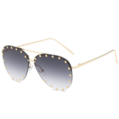 Metal Rivet Pilot Sunglasses - Orchid Unique 