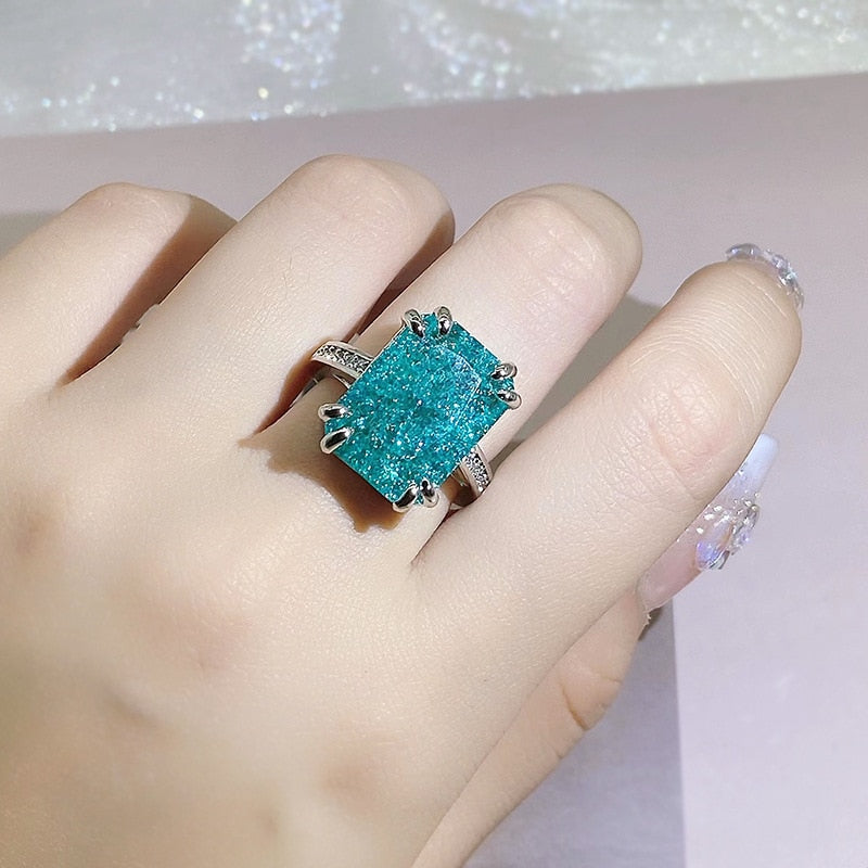 Luxury Emerald Paraiba Gemstone Ring - Orchid Unique 