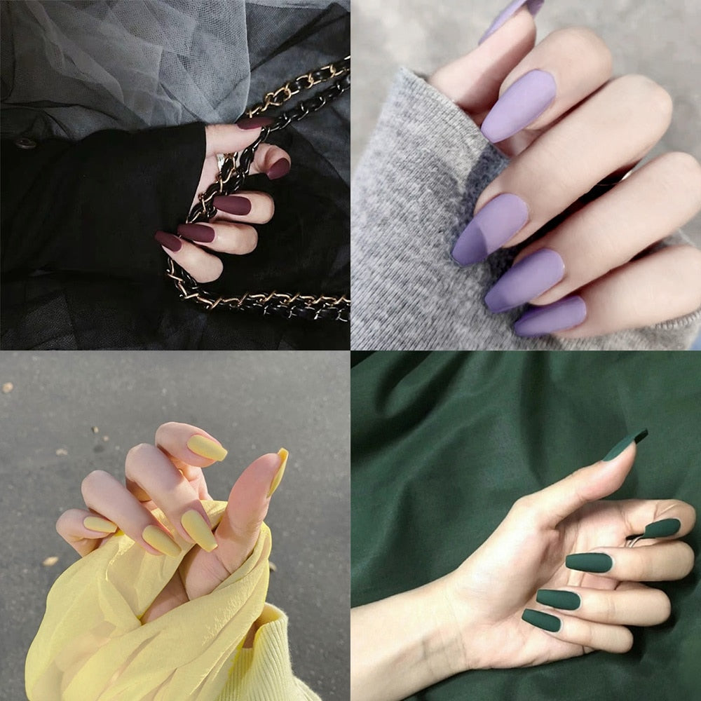 Short Coffin Fake Nails - Orchid Unique 