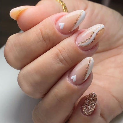 Short Glitter Fake Nails Press on - Orchid Unique 