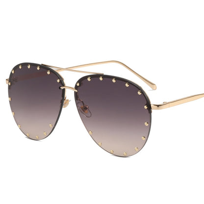 Metal Rivet Pilot Sunglasses - Orchid Unique 