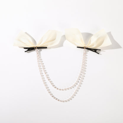 Vintage Bow Pearl Chain Hairpins - Orchid Unique 