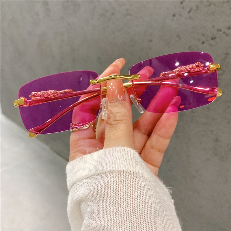 Vintage Sunglasses Rimless Cut Edge - Orchid Unique  Orchid Unique 