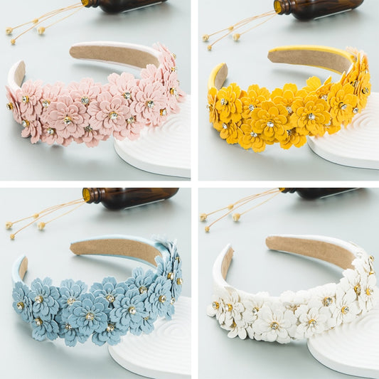 Colorful Flower Inlaid Zircon Retro Headband for Women Korean Fashion Trend Flower Headband Headdress for Girls Hair Accessories - Orchid Unique  Orchid Unique 