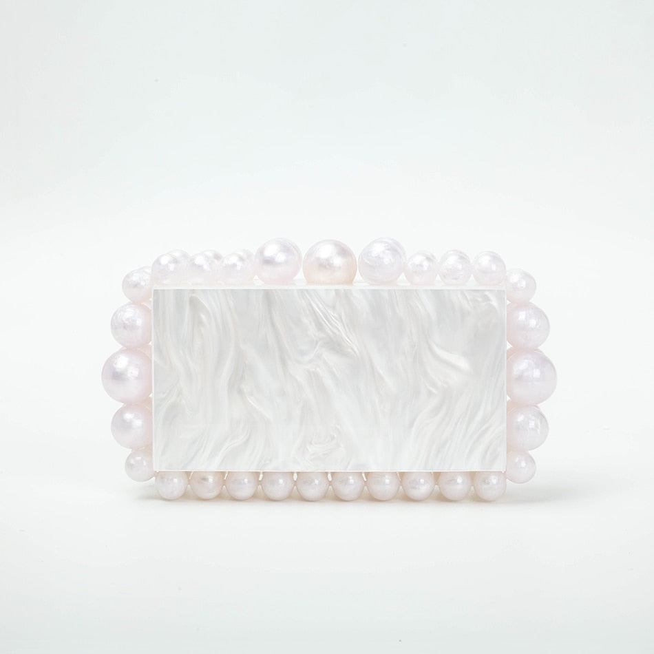Women Clear Acrylic Box Evening Clutch Bags - Orchid Unique 