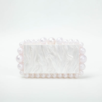 Women Clear Acrylic Box Evening Clutch Bags - Orchid Unique 