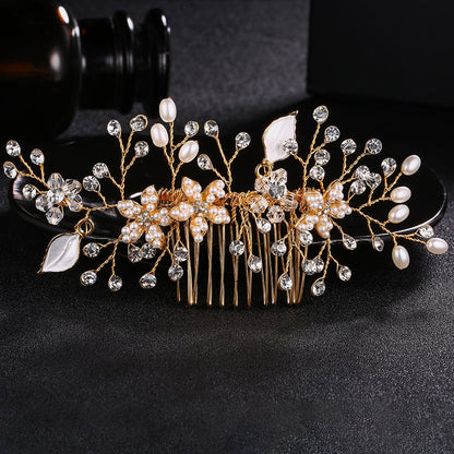 Rhinestone Bridal Hair Comb Pearl Tiaras - Orchid Unique 