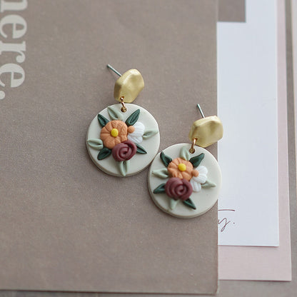 Handmade Crafts Molded Floral Earrings - Orchid Unique 