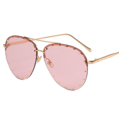 Metal Rivet Pilot Sunglasses - Orchid Unique 