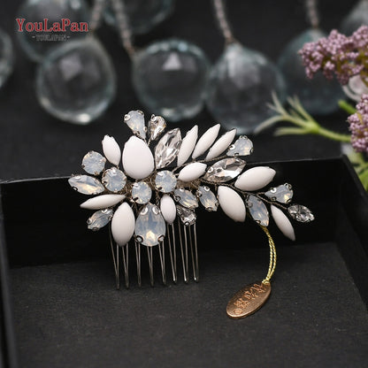 YouLaPan HP133 Rhinestone Crystal Bridal Hair Accessories Women Hair Comb Bride Hair Clips Flower Hair Pins Party Headpiece - Orchid Unique 