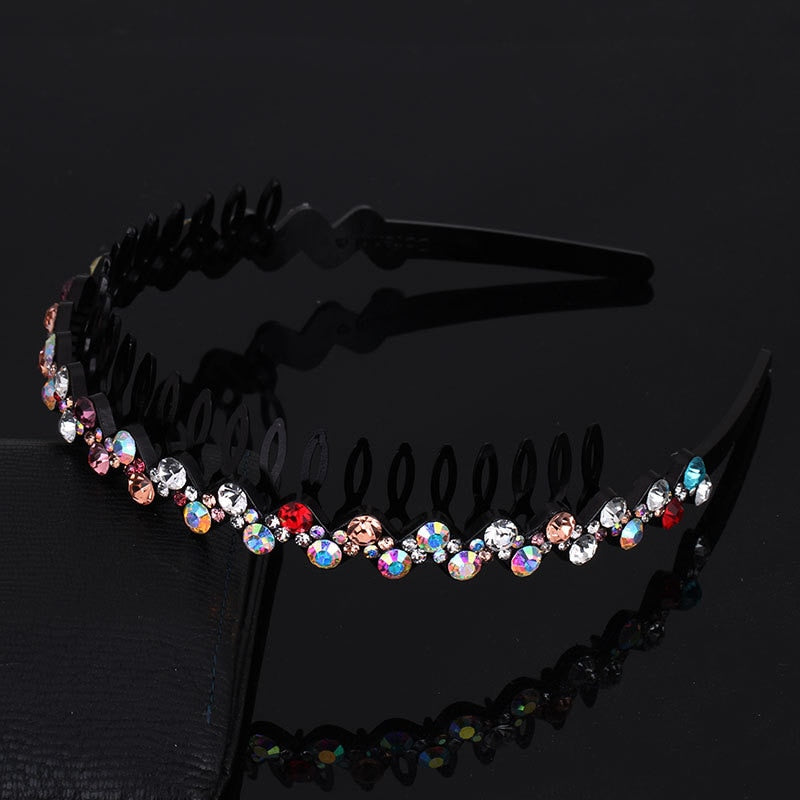 Fashion Pearl Non-Slip Rhinestone Hairbands Elastic Flower Women Hair Hoop Bands Headband Bezel Girls Hair Accessories Headdress - Orchid Unique 