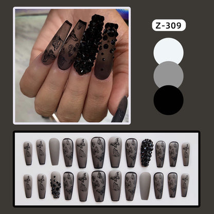 Long Coffin False Nails - Orchid Unique 