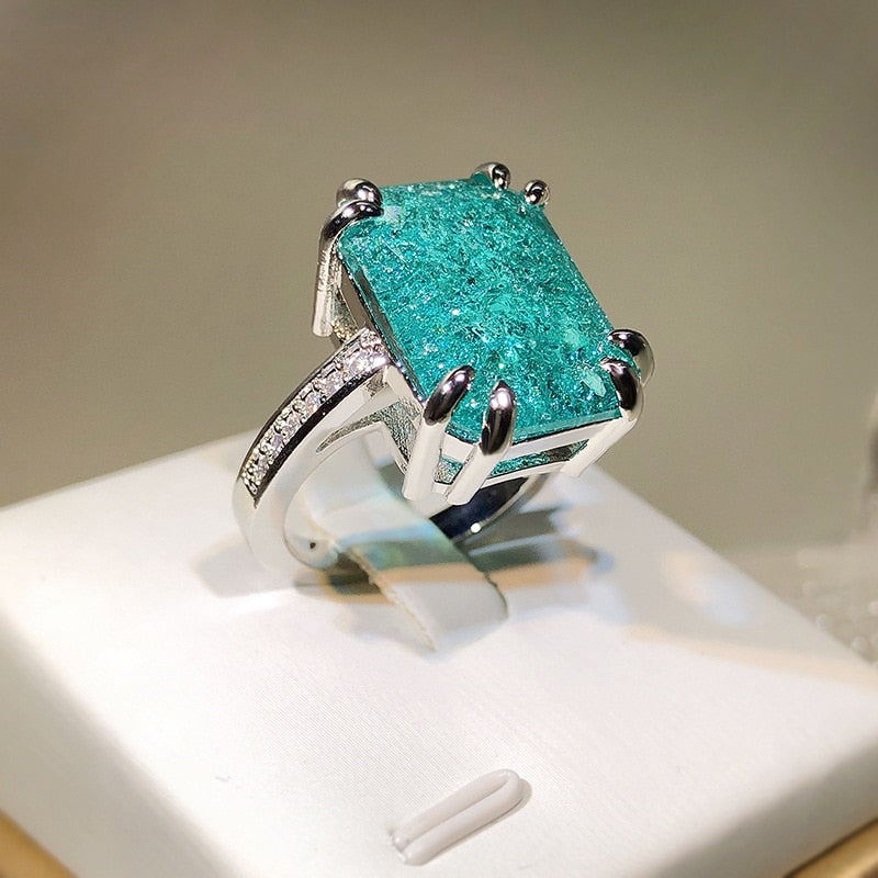 Luxury Emerald Paraiba Gemstone Ring - Orchid Unique 