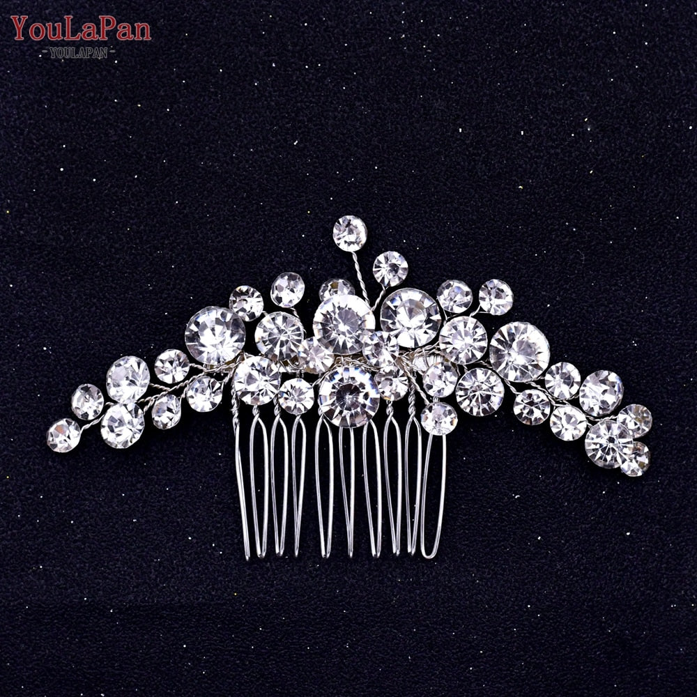 YouLaPan HP133 Rhinestone Crystal Bridal Hair Accessories Women Hair Comb Bride Hair Clips Flower Hair Pins Party Headpiece - Orchid Unique 