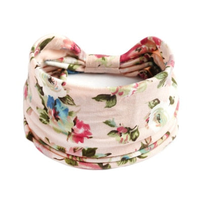 Boho Flower Print Wide Headbands - Orchid Unique 