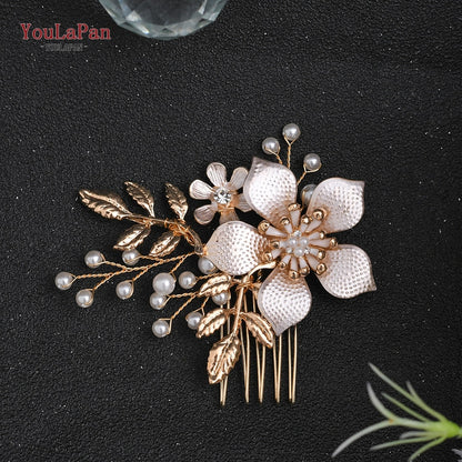 YouLaPan HP133 Rhinestone Crystal Bridal Hair Accessories Women Hair Comb Bride Hair Clips Flower Hair Pins Party Headpiece - Orchid Unique 