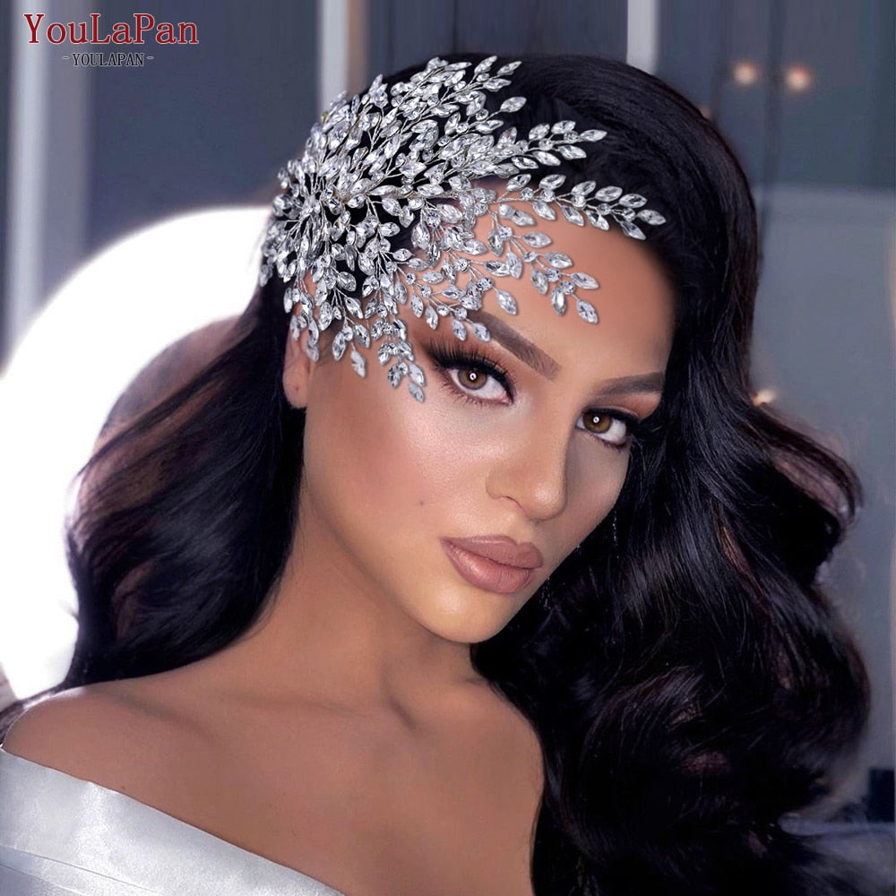 YouLaPan HP438 Shiny Bridal Headdress Luxury Wedding Headband Women Hair Accessories Queen Headpiece Party Banquet Headwear - Orchid Unique  Orchid Unique 