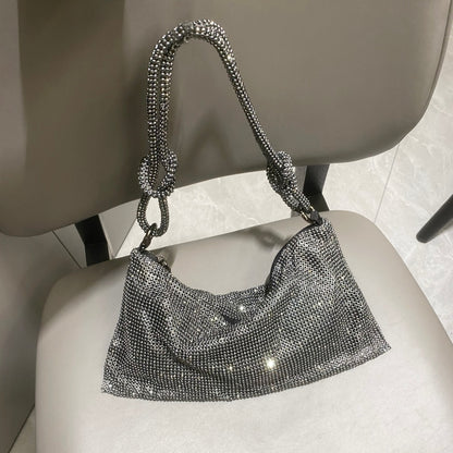 luxury Designer hobo shoulder bag Handle Shining Rhinestones Evening clutch Bag Purse Crystal Purses and handbag Hobo Bags - Orchid Unique 