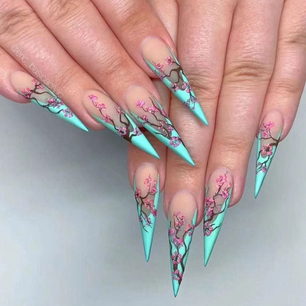 Long Stiletto False Nails - Orchid Unique 