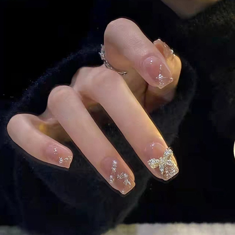 Short Fake Nails With Glue - Orchid Unique 