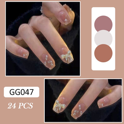 Short Fake Nails With Glue - Orchid Unique 