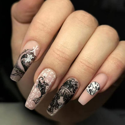 Fake Nails With stylish Decorations - Orchid Unique 