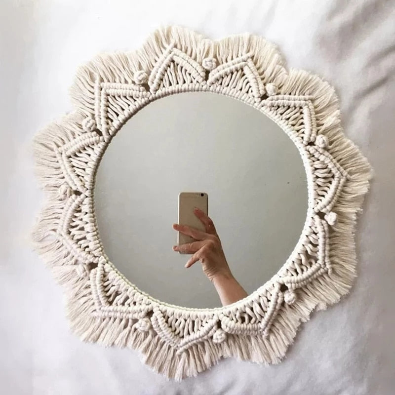 Boho Wall-Decorative Mirror Macrame Fringe - Orchid Unique 