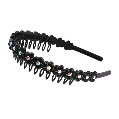 Fashion Pearl Non-Slip Rhinestone Hairbands Elastic Flower Women Hair Hoop Bands Headband Bezel Girls Hair Accessories Headdress - Orchid Unique 