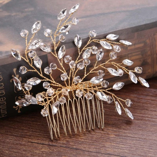 Rhinestone Bridal Hair Comb Pearl Tiaras - Orchid Unique 