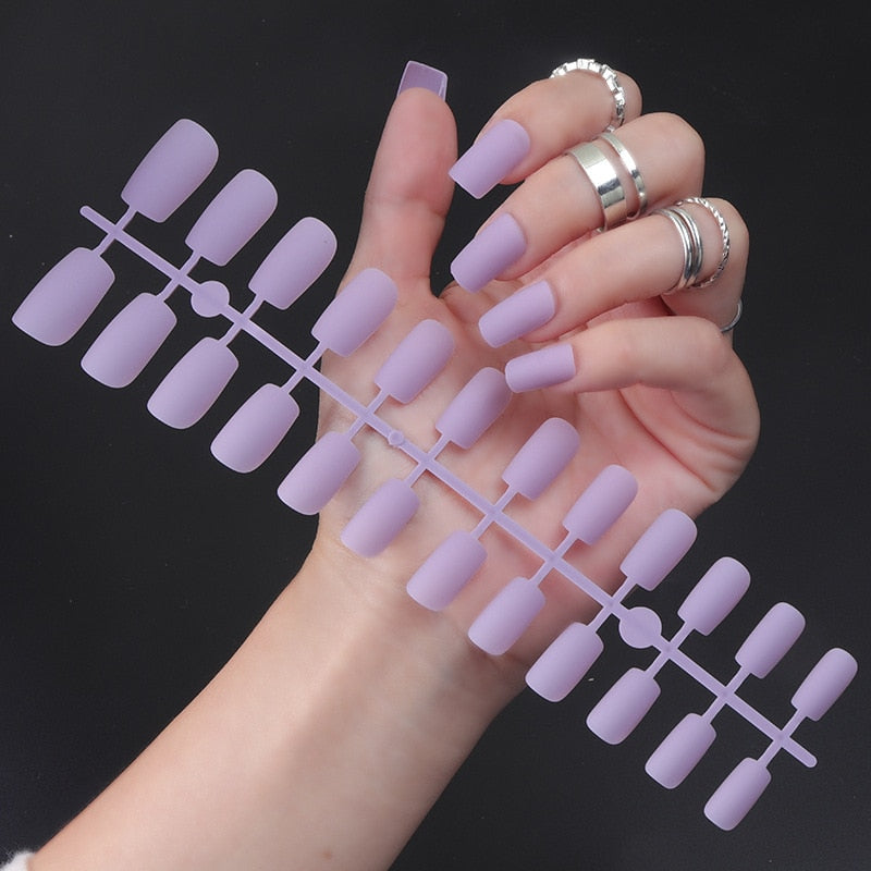 Matte False Nails Glue Square Head - Orchid Unique  Orchid Unique 