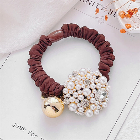 Fashion New Ball Hair Ties For Women Circle Temperament Pearl Head Rope Net Red High-End Headdress Hair Rubber Band Female - Orchid Unique