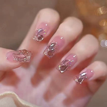 Short Fake Nails With Glue - Orchid Unique 