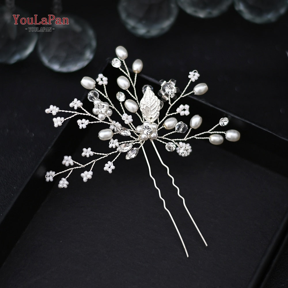 YouLaPan HP133 Rhinestone Crystal Bridal Hair Accessories Women Hair Comb Bride Hair Clips Flower Hair Pins Party Headpiece - Orchid Unique  Orchid Unique 