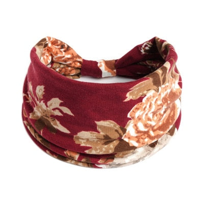 Boho Flower Print Wide Headbands - Orchid Unique  Orchid Unique 