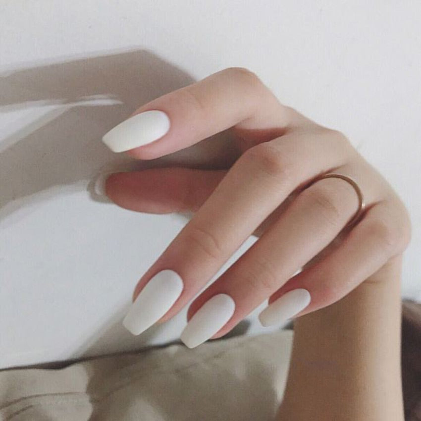 Short Coffin Fake Nails - Orchid Unique 