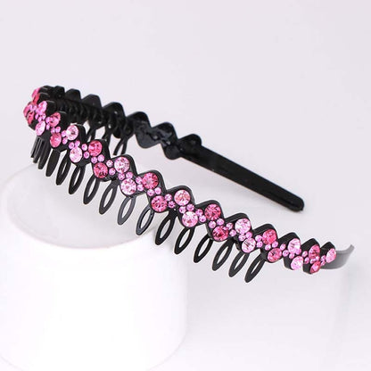 Fashion Pearl Non-Slip Rhinestone Hairbands Elastic Flower Women Hair Hoop Bands Headband Bezel Girls Hair Accessories Headdress - Orchid Unique 