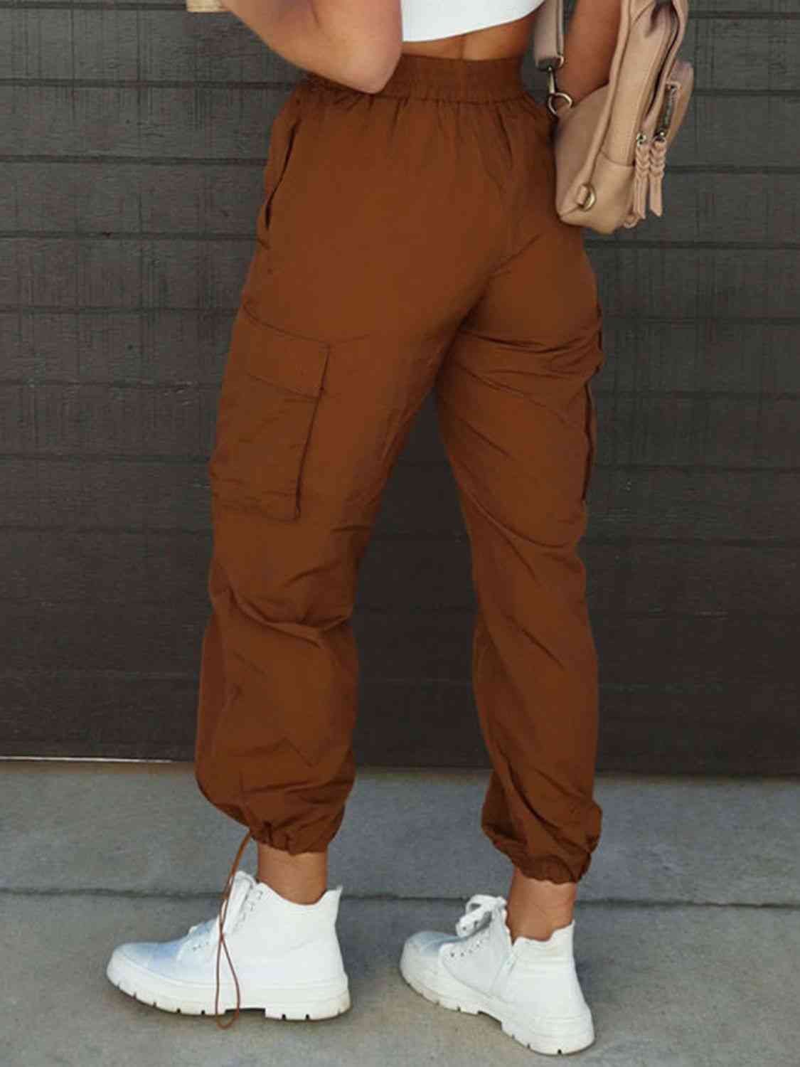 High Waist Drawstring Pants with Pockets Orchid Unique 