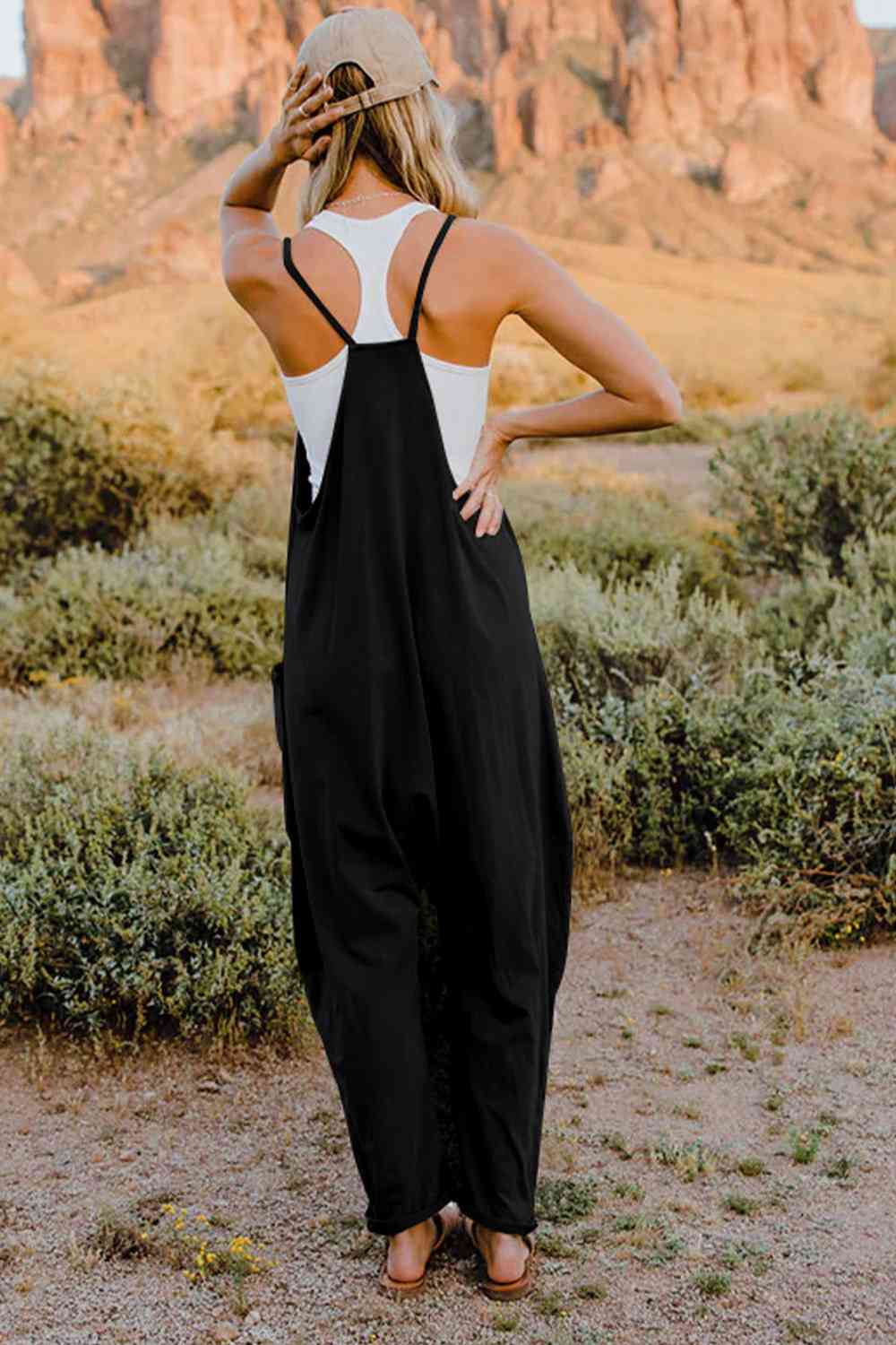 Double Take  V-Neck Sleeveless Jumpsuit with Pocket Orchid Unique 