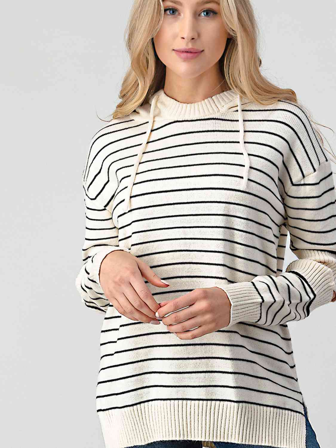 Striped Cutout Slit Sweater Orchid Unique 