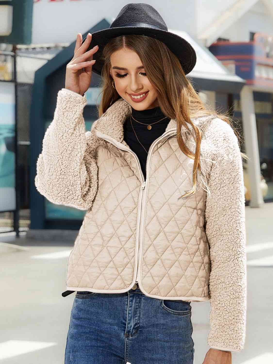 Zip-Up Raglan Sleeve Jacket Orchid Unique 