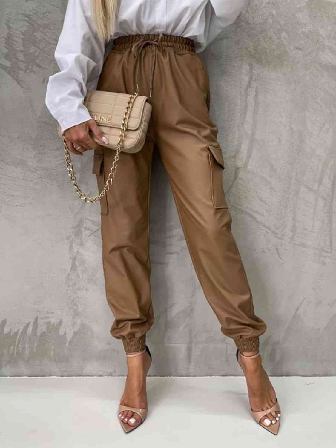 Tied High Waist Pants with Pockets Orchid Unique 